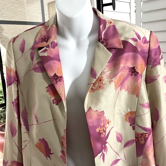 Due per Due Longer Beige & Pink Floral Dress Jacket / Coat Size 12 NWT Y2K - Picture 2 of 5